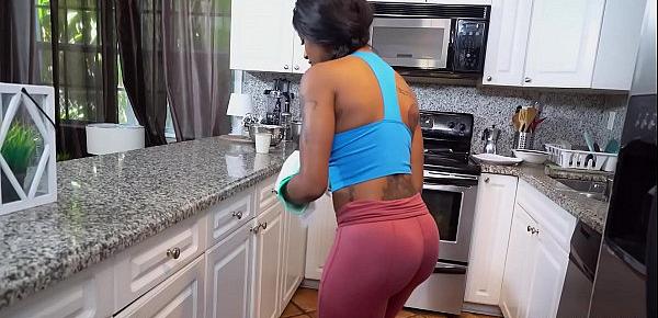  Lovely black maid cleaning my house